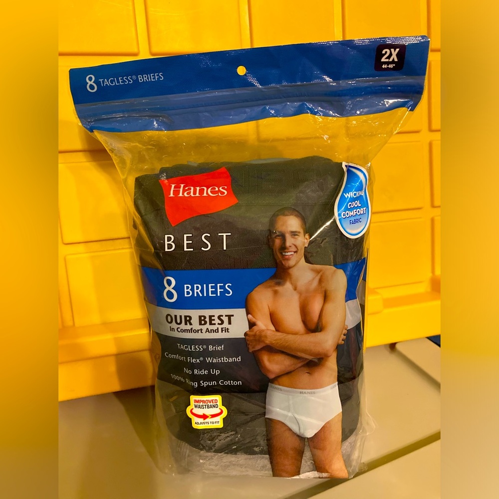 Hanes 8 Pack Best Tagless Briefs Size 2X Cotton NWT
